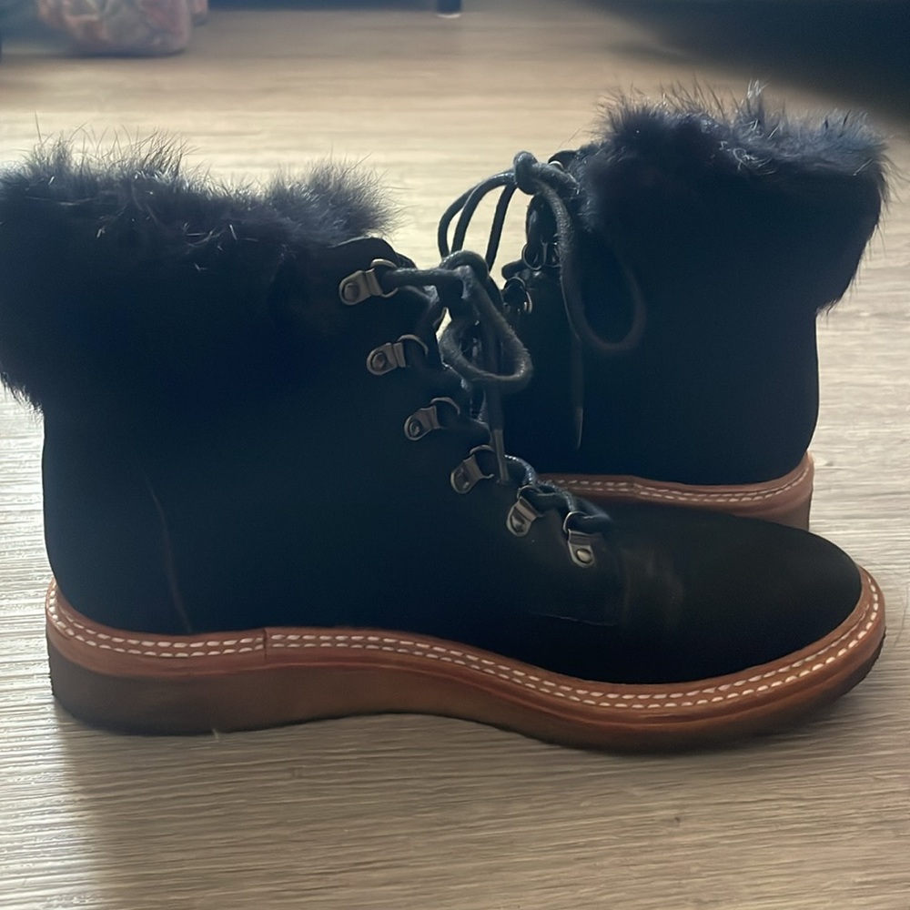 Botkier Women’s Black Suede Winter Fur Trimmed Boots Size 8 - Picture 5 of 13